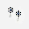 Blue Crystal Pearl Droplet Earring