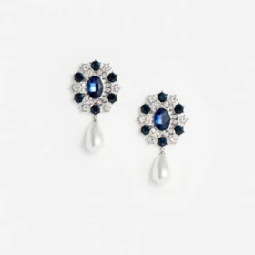 Blue Crystal Pearl Droplet Earring