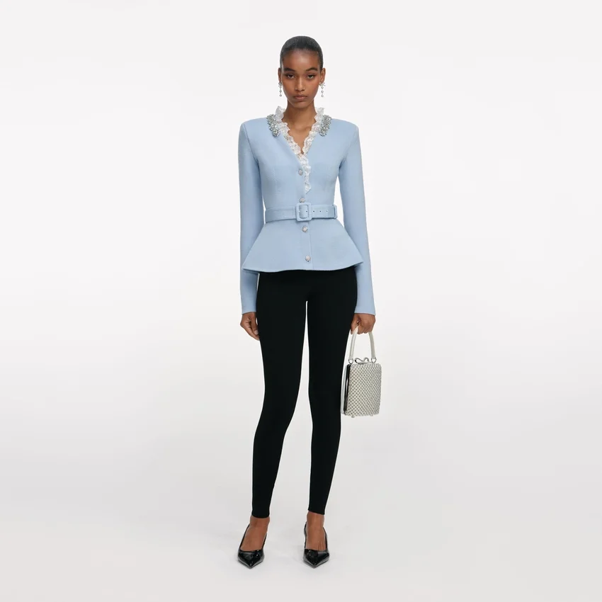 Blue Crystal Trim Cardigan Blue Crystal Trim Cardigan
