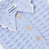 Blue Daisy Trim Pointelle Knitted Dress Blue Daisy Trim Pointelle Knitted Dress