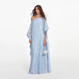 Blue Embellished Lace Kaftan