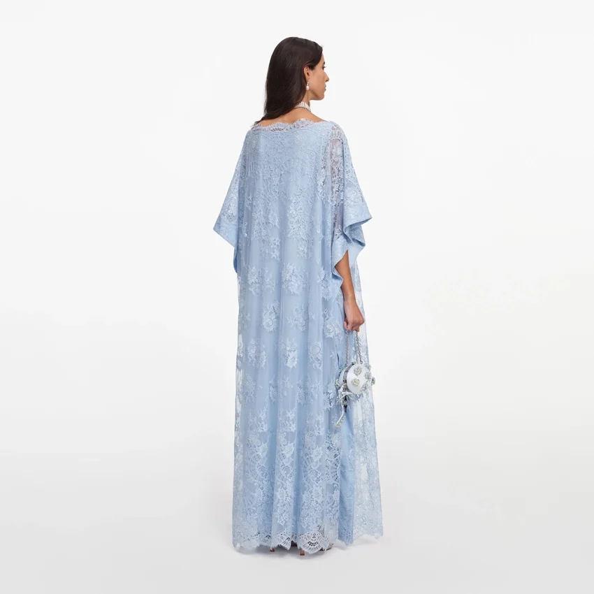 Blue Embellished Lace Kaftan Blue Embellished Lace Kaftan
