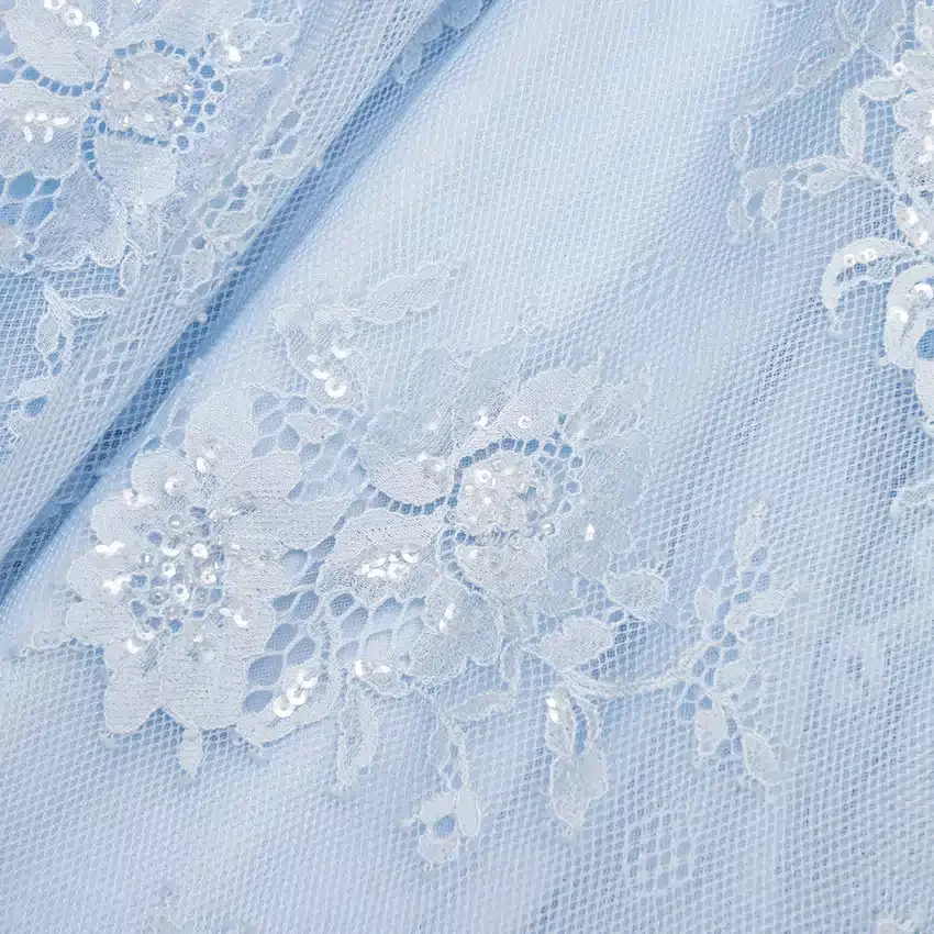 Blue Embellished Lace Kaftan Blue Embellished Lace Kaftan
