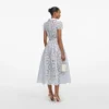 Blue Floral Lace Midi Dress