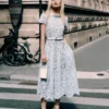 Blue Floral Lace Midi Dress