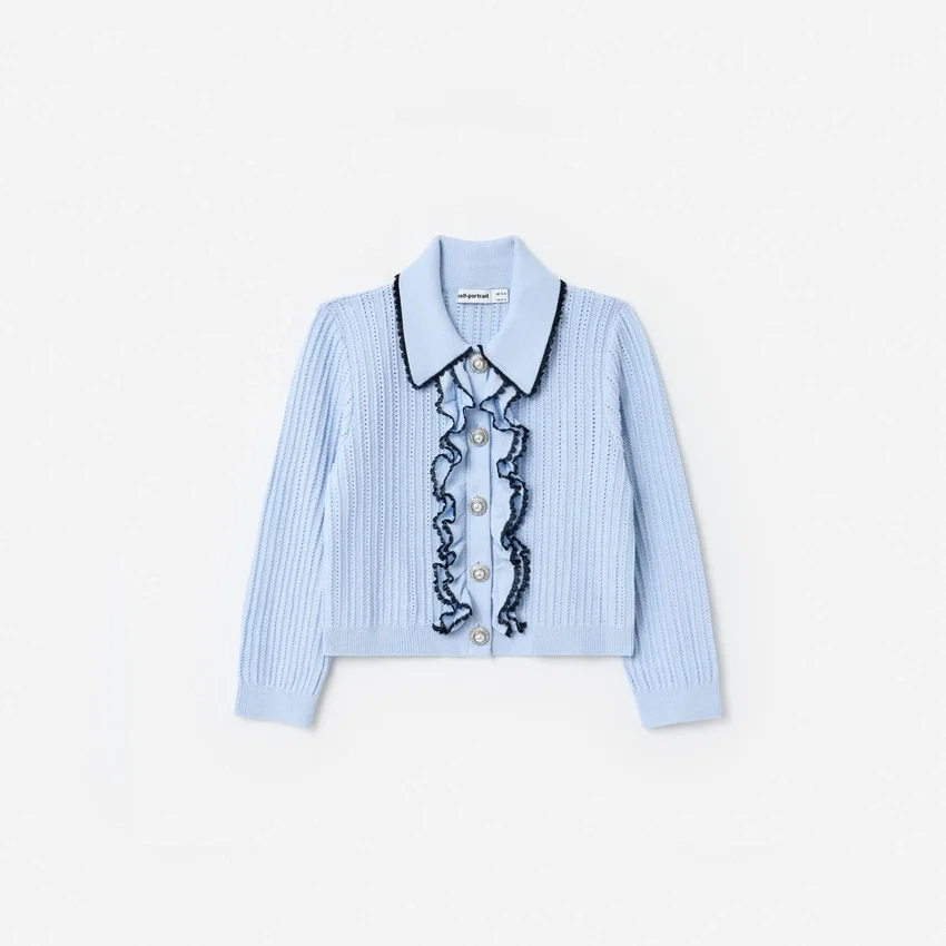 Blue Frill Trim Cardigan Blue Frill Trim Cardigan