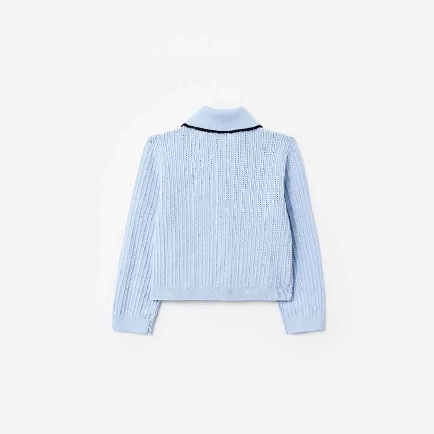 Blue Frill Trim Cardigan Blue Frill Trim Cardigan