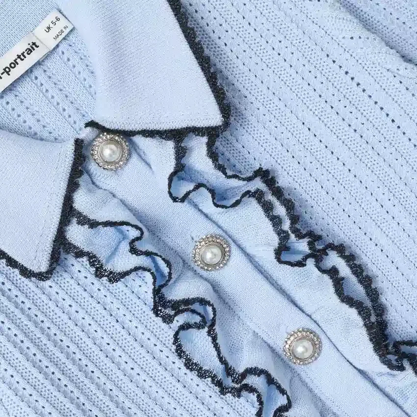 Blue Frill Trim Cardigan Blue Frill Trim Cardigan