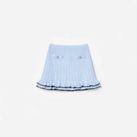 Blue Frill Trim Knit Skirt