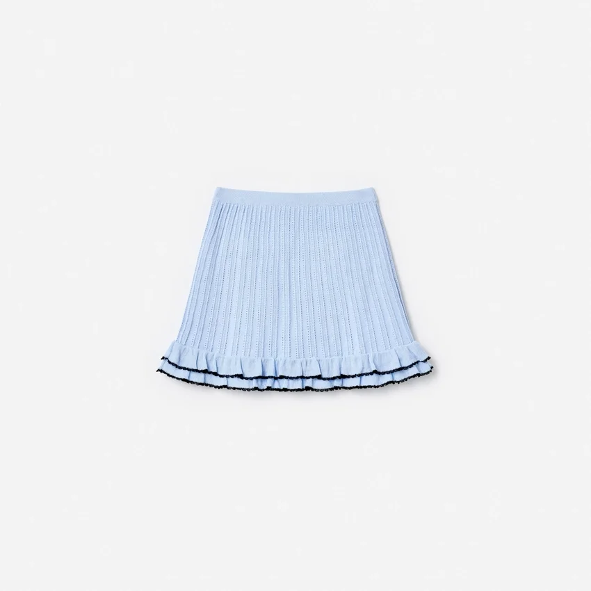 Blue Frill Trim Knit Skirt Blue Frill Trim Knit Skirt