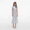 Blue Guipure Lace Midi Dress