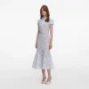 Blue Guipure Lace Midi Dress