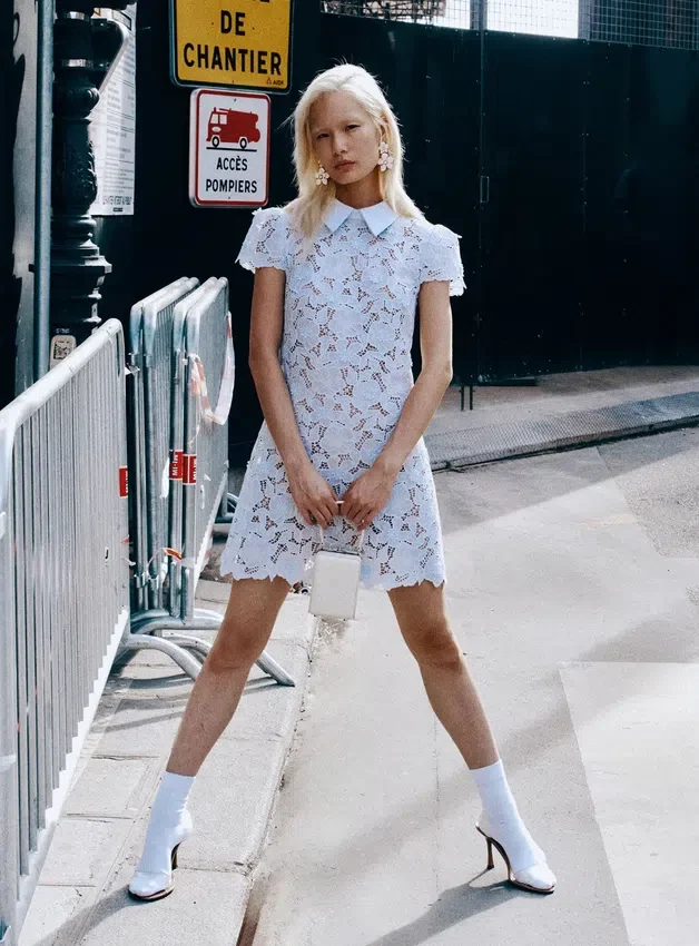 Blue Guipure Lace Mini Dress Blue Guipure Lace Mini Dress