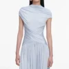 Blue Jersey Gathered Midi Dress Blue Jersey Gathered Midi Dress