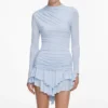 Blue Jersey Gathered Mini Dress Blue Jersey Gathered Mini Dress
