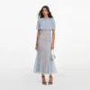 Blue Lace Cape Midi Dress Blue Lace Cape Midi Dress