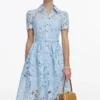 Blue Lace Collared Midi Dress Blue Lace Collared Midi Dress
