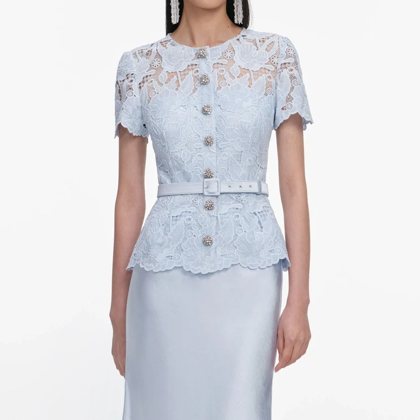 Blue Lace Satin Maxi Dress Blue Lace Satin Maxi Dress