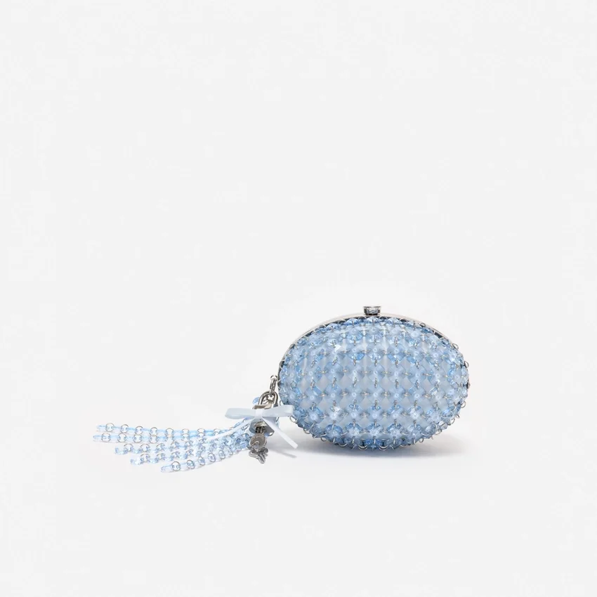 Blue Oval Crystal Chain Clutch Bag Blue Oval Crystal Chain Clutch Bag