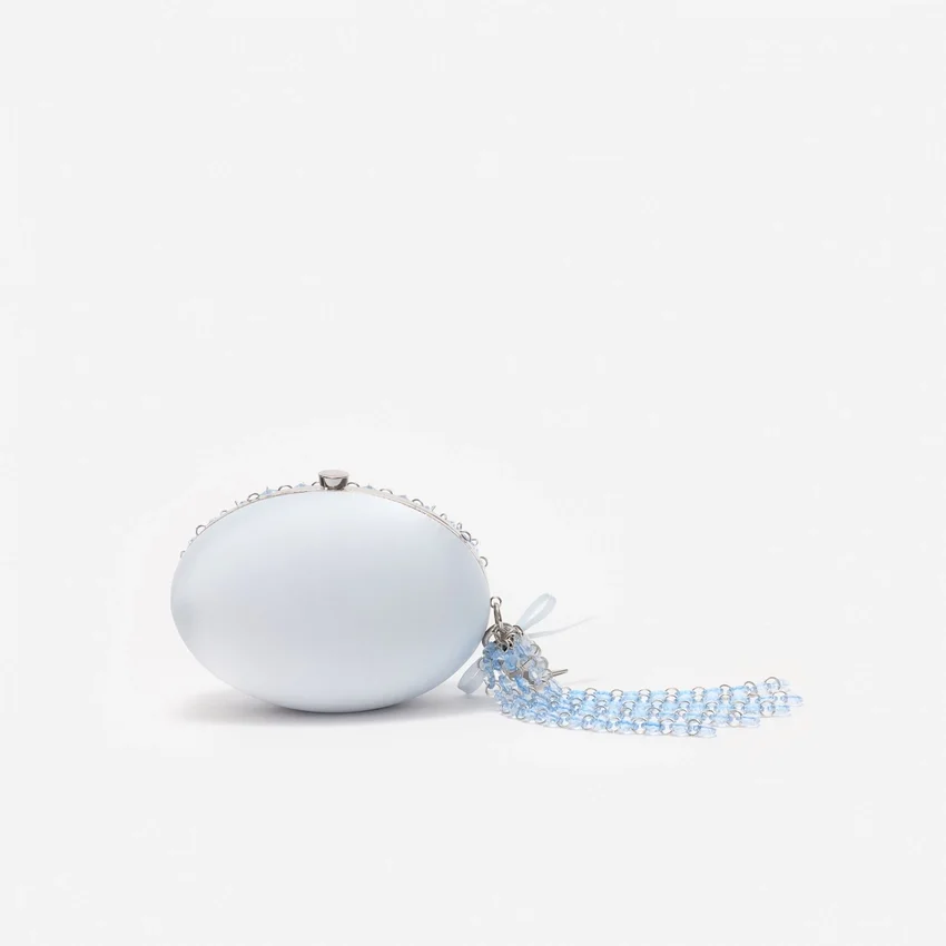 Blue Oval Crystal Chain Clutch Bag Blue Oval Crystal Chain Clutch Bag