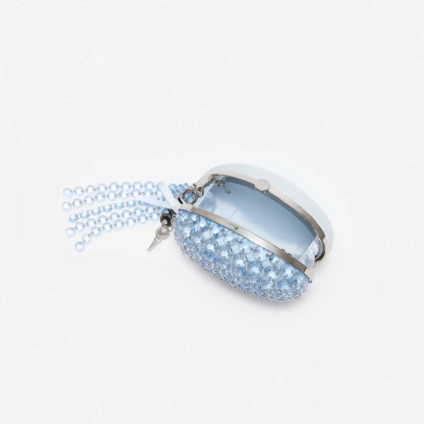 Blue Oval Crystal Chain Clutch Bag Blue Oval Crystal Chain Clutch Bag
