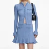 Blue Pearl Trim Knit Mini Skirt Blue Pearl Trim Knit Mini Skirt