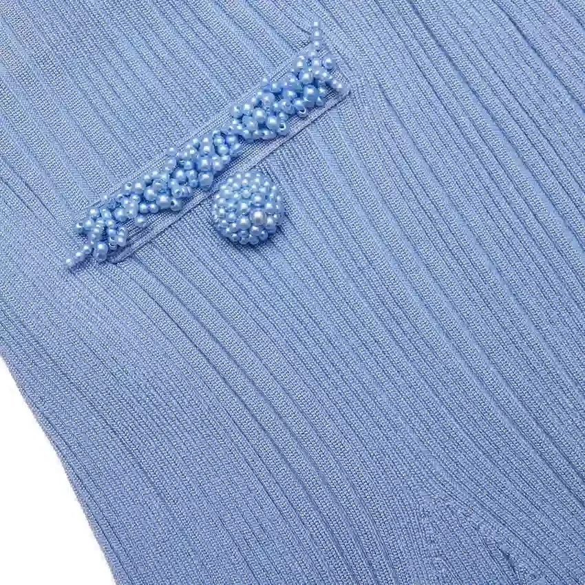 Blue Pearl Trim Knit Mini Skirt Blue Pearl Trim Knit Mini Skirt