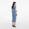 Blue Peplum Knit Midi Dress