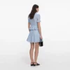 Blue Pointelle Peplum Knit Mini Dress