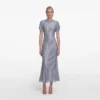 Blue Rhinestone Mesh Midi Dress Blue Rhinestone Mesh Midi Dress