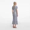 Blue Rhinestone Mesh Midi Dress Blue Rhinestone Mesh Midi Dress
