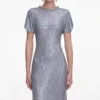 Blue Rhinestone Mesh Midi Dress Blue Rhinestone Mesh Midi Dress