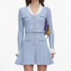 Blue Ribbed Knit Mini Dress Blue Ribbed Knit Mini Dress
