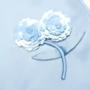 Blue Satin 3D Sequin Flower Mini Skirt Blue Satin 3D Sequin Flower Mini Skirt