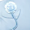 Blue Satin 3D Sequin Flower Top Blue Satin 3D Sequin Flower Top