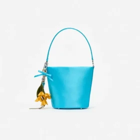 Blue Satin Bucket Bag