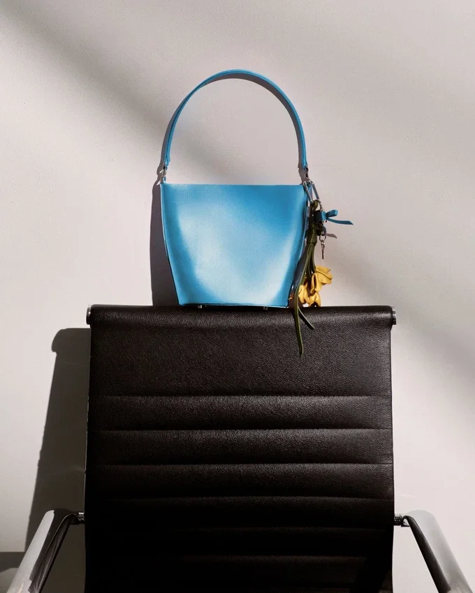 Blue Satin Bucket Bag Blue Satin Bucket Bag