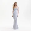 Blue Satin Flower Maxi Dress Blue Satin Flower Maxi Dress