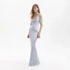 Blue Satin Flower Maxi Dress Blue Satin Flower Maxi Dress