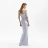 Blue Satin Flower Maxi Dress Blue Satin Flower Maxi Dress