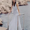 Blue Satin Jersey Maxi Dress Blue Satin Jersey Maxi Dress