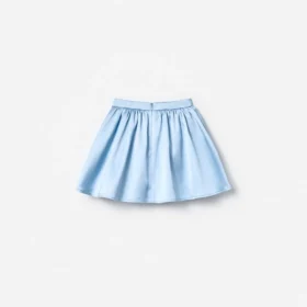 Blue Satin Sequin Flower Skirt