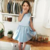 Blue Satin Sequin Flower Top Blue Satin Sequin Flower Top