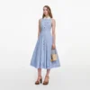 Blue Striped Cotton Midi Dress Blue Striped Cotton Midi Dress