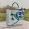 Blue Taffeta 3D Flower Bag Blue Taffeta 3D Flower Bag