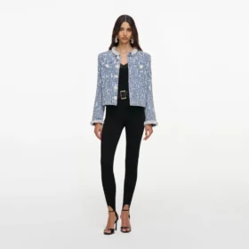 Blue Textured Denim Jacket