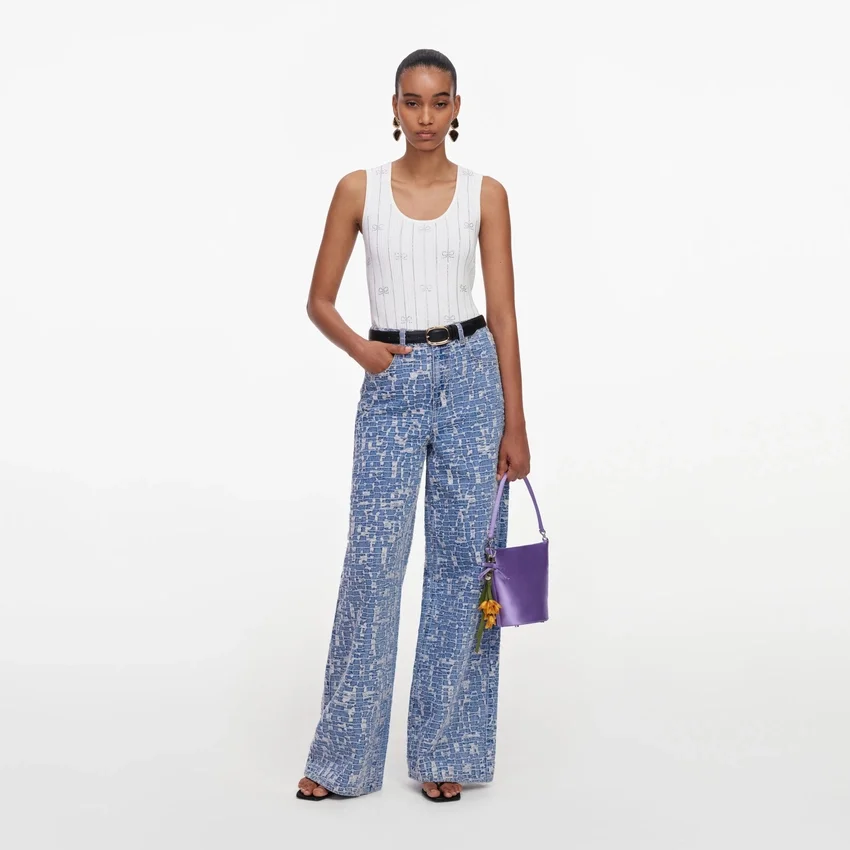 Blue Textured Denim Jeans Blue Textured Denim Jeans