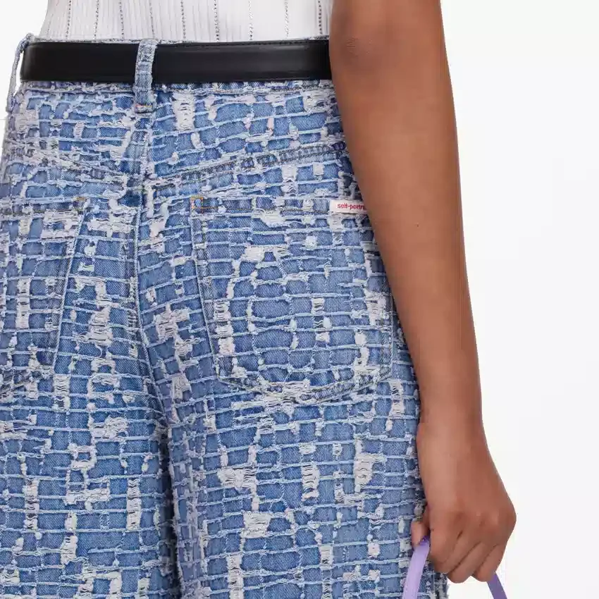 Blue Textured Denim Jeans Blue Textured Denim Jeans