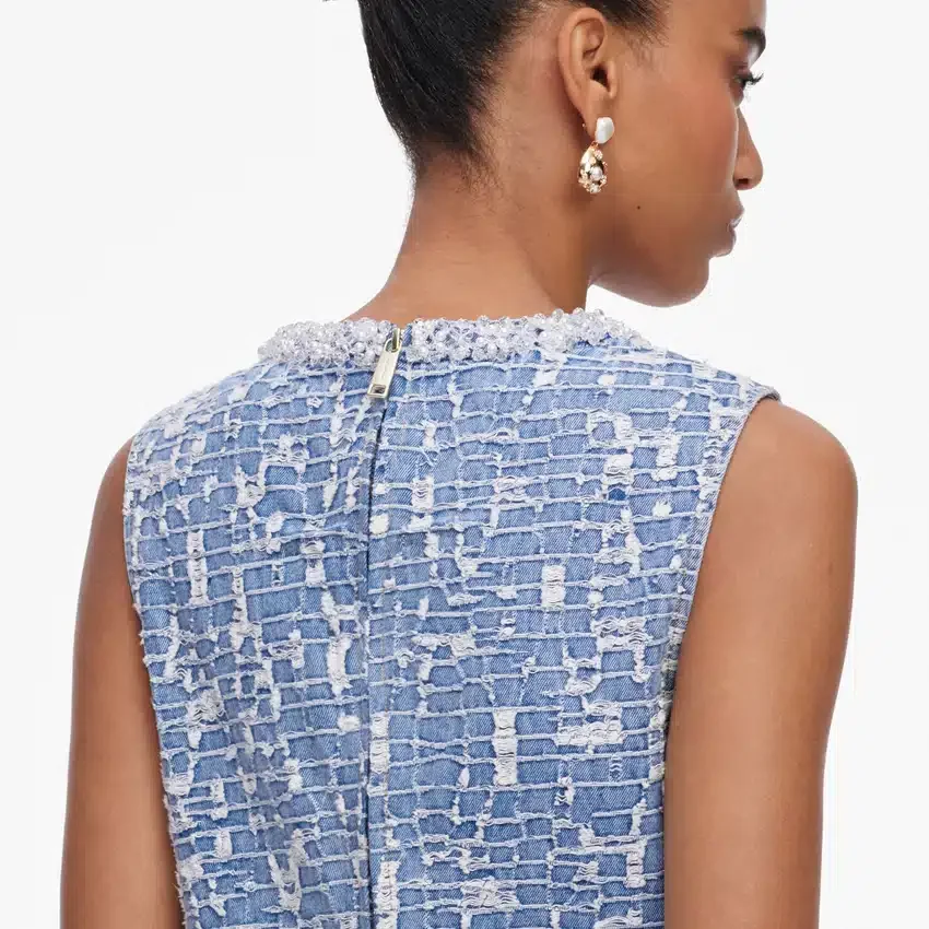 Blue Textured Denim Mini Dress Blue Textured Denim Mini Dress