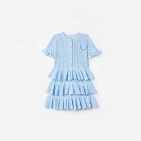 Blue Tiered Knit Dress
